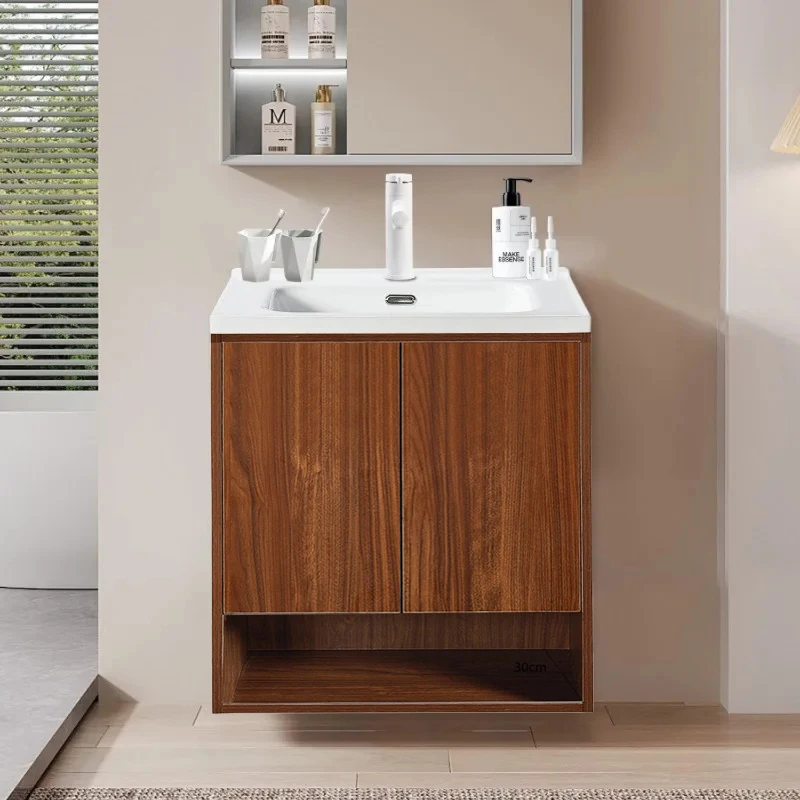 Premium Bathroom Cabinet Set - Tidings with Oak grain-Walnut grain Wall Hang Vanity Bathroom Perch Bathroom- Modern Style Design