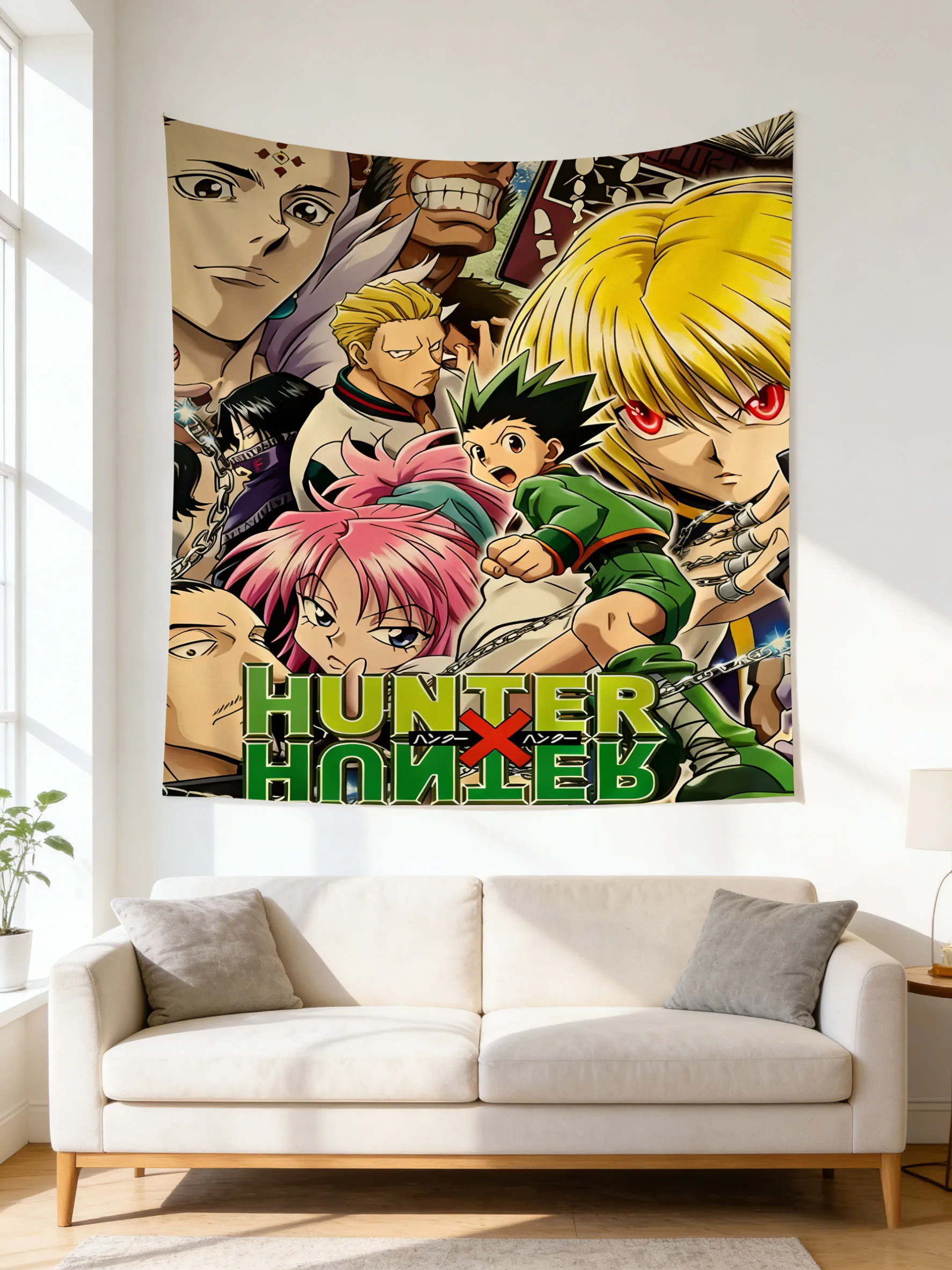 Hunter X Hunte Anime-Wandteppich mit Aufdruck, ein Geschenk zum Anime-Thema, geeignet für Schlafzimmer, Schlafsaal, ästhetische Wanddekoration