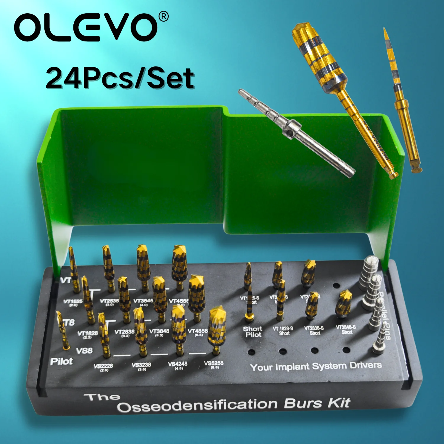 

24Pcs/Set Dental Osseodensification Burs Drills Kit Alveolotomy Surgical Implant System Drivers Maxillary Sinus Lift Kit Tools
