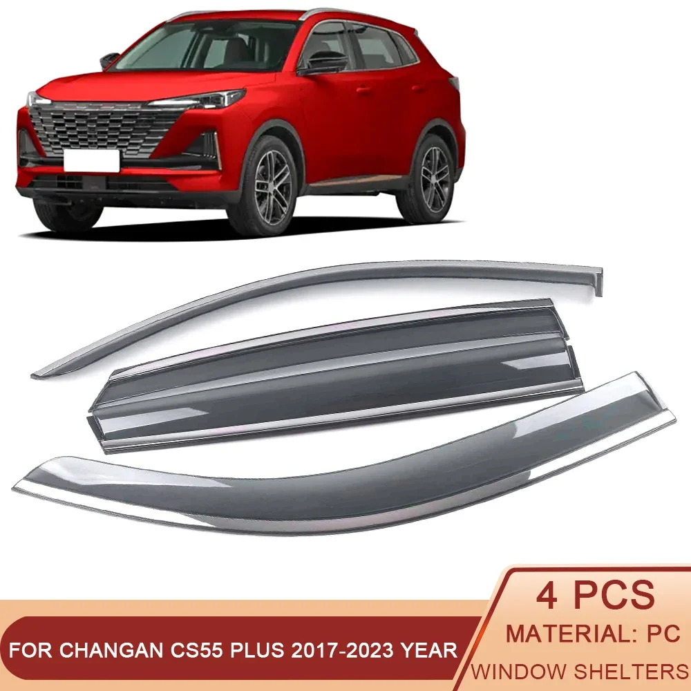 

For Changan CS55 PLUS 2017-2024 Car Window Sun Rain Shade Visors Shield Shelter Protector Cover Trim Frame Sticker Accessories