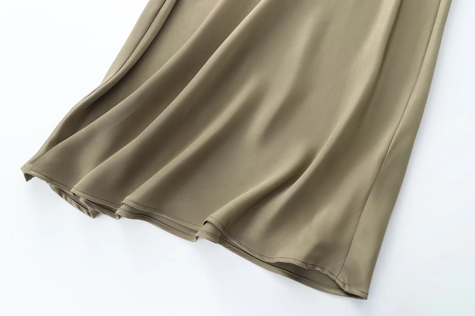 Vestido Midi de Seda Satinada Faionável JNLEAOG, Roupas Fenas, Design Versátil, Novo Estilo de Outono, Vestido Tubo Sim...