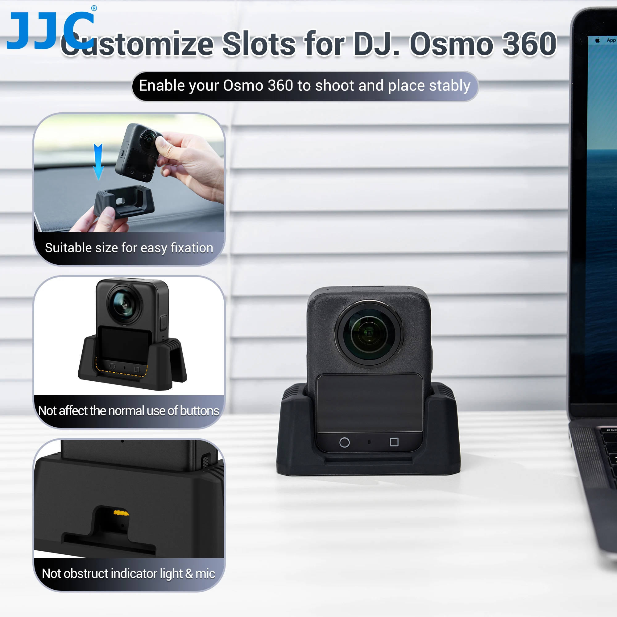 JJC Silikon-Standfuß für DJI Osmo 360 Rutschfester Desktop-Tischständer Autohalterung Stabile Halterung DJI Osmo 360 Kamera-Zubehör