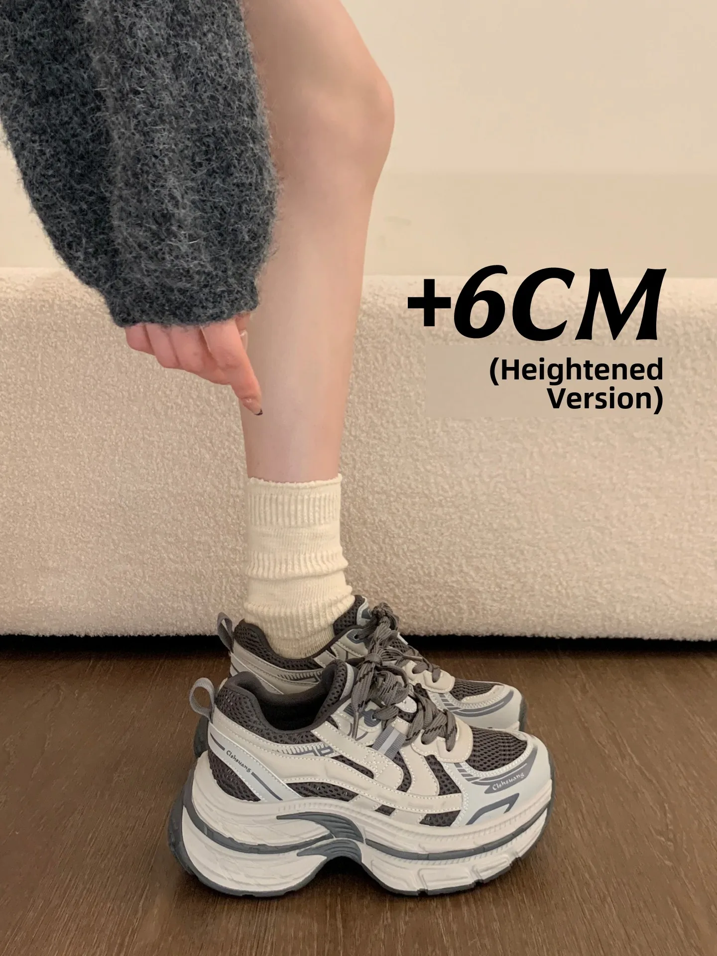 

Paris Dad oes Women's 2025 New Thi Bot Platform ort Heightened Fce Lined Sport oes Korean Sle Low Top round Toe