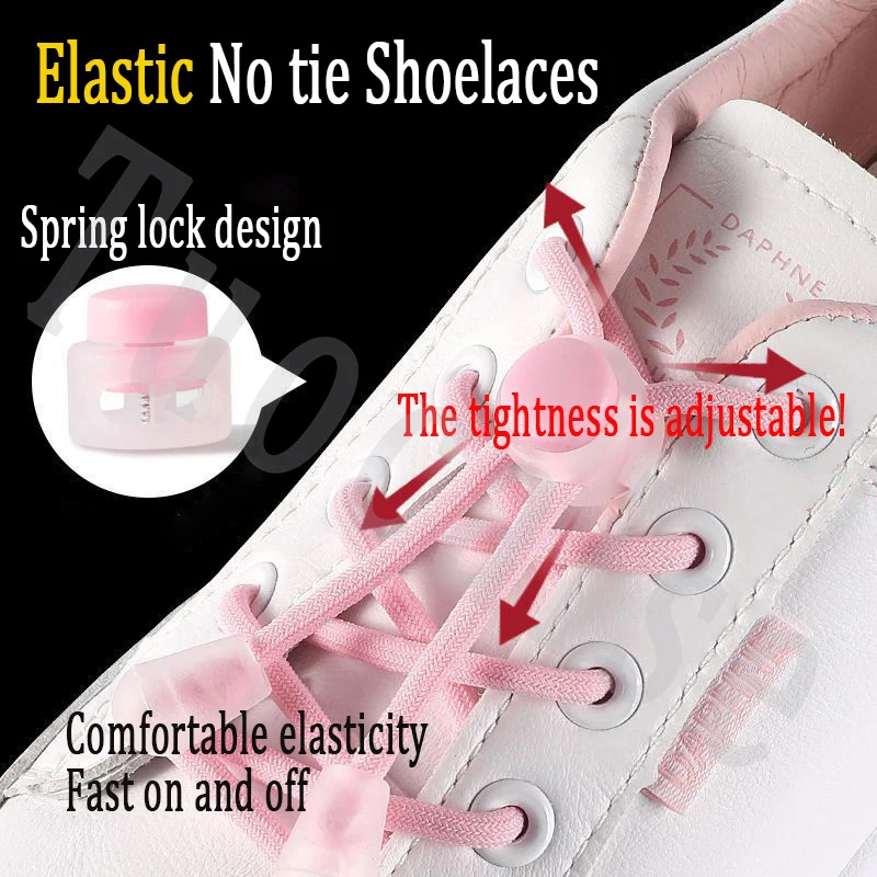 Without ties Elastic laces Spring Lock Shoelaces Sneakers Kids Adult Quick Shoe laces Rubber Bands Round No tie Shoeace Shoes