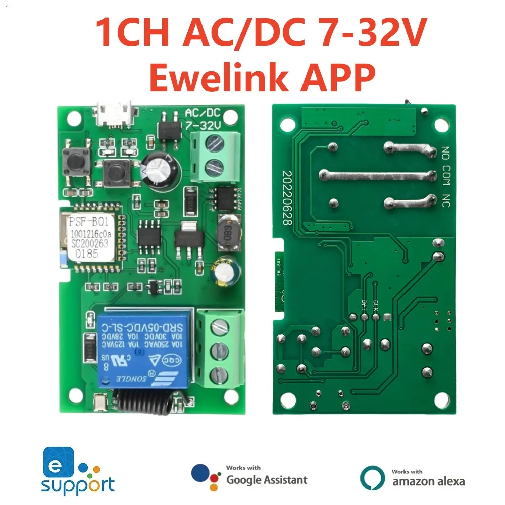 USB DC 5V /7-32V eWeLink Smart WiFi Switch modulo relè universale 1CH interruttore Wireless Timer telecomando del telefono per Google Home