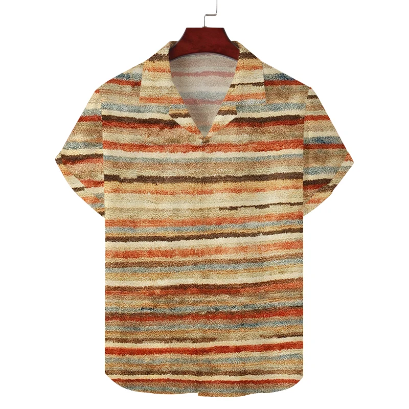 Cuban collar short-sleeved men's shirt with lapel top, casual commuting fashion, versatile fabric, soft and breathable