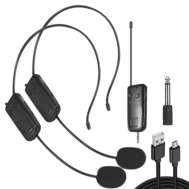 2.4G Head-Mounted Wireless Lavalier Microphone Set Transmitter With Receiver For Amplifier Voice Speaker Teaching Tour