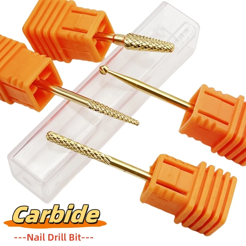 1Pcs Gold Hartmetall Nagel Bohrer Peeling Abgestorbene Haut Und Schwielen Polieren Gel Nagel Bohrer Für Maniküre Werkzeuge bit Datei