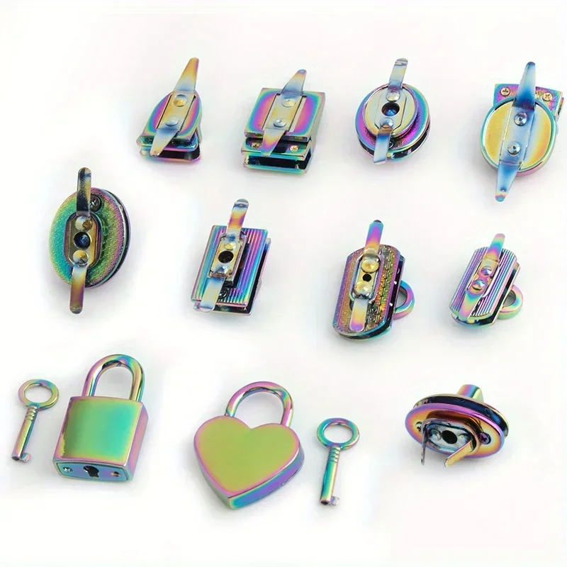 1PC Rainbow Metal Clasp Turn Twist Bag Lock Decoration Buckle Purse Handbags Leather Bags Closure Craft Hardware Accessories