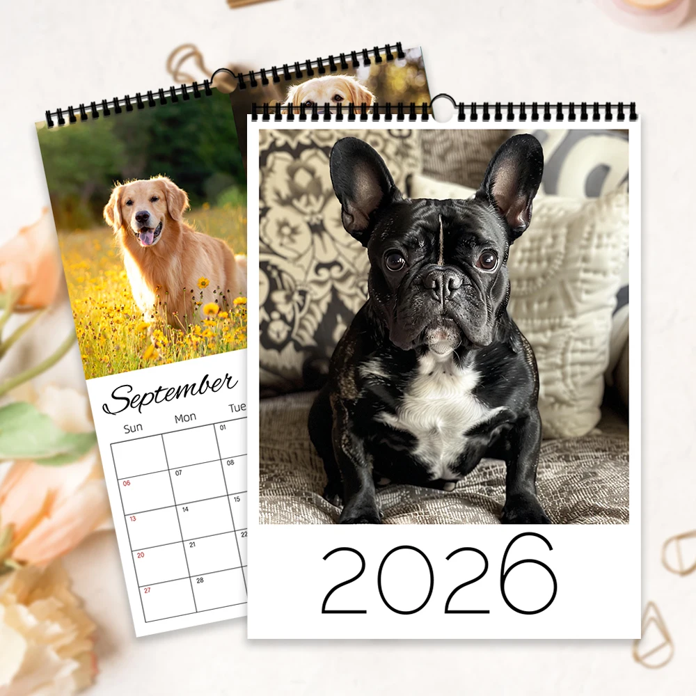 

Настенный календарь с милым щенком, 1 шт., тема домашней собаки, 12 разных дизайнов, подходит для любителей собак, рождественских и новогодних подарков