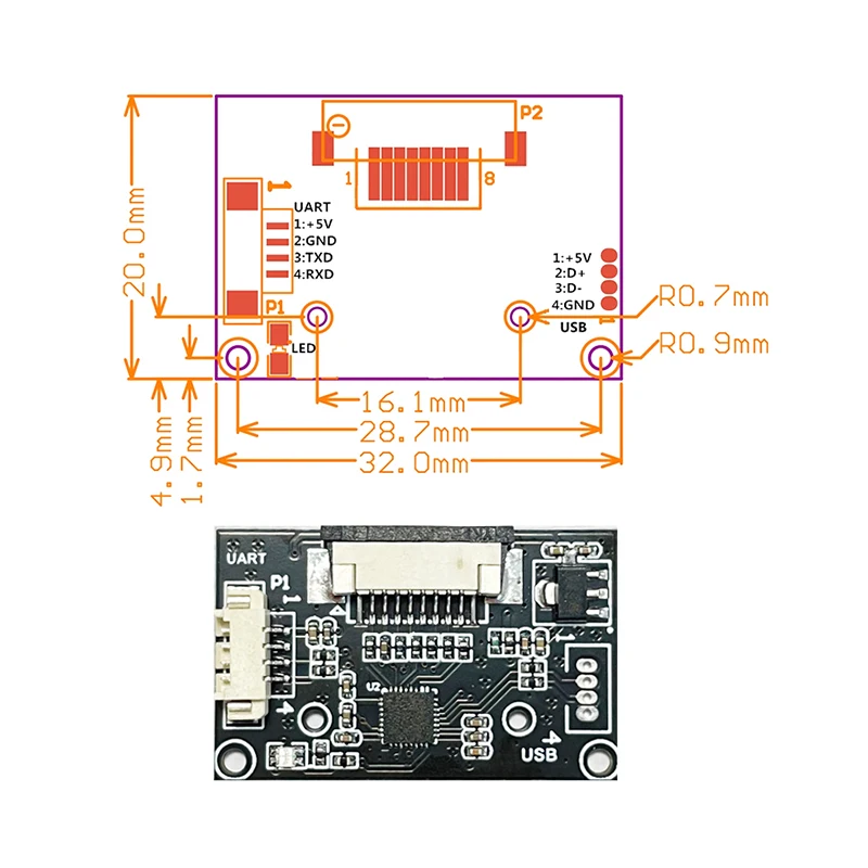 Imagem -05 - Usb Uart Interface Dc4.26v Módulo de Impressão Digital Capacitivo Scanner 1500 Capacidade com Arquivos Sdk Gratuitos 208*288 Pixel R304a