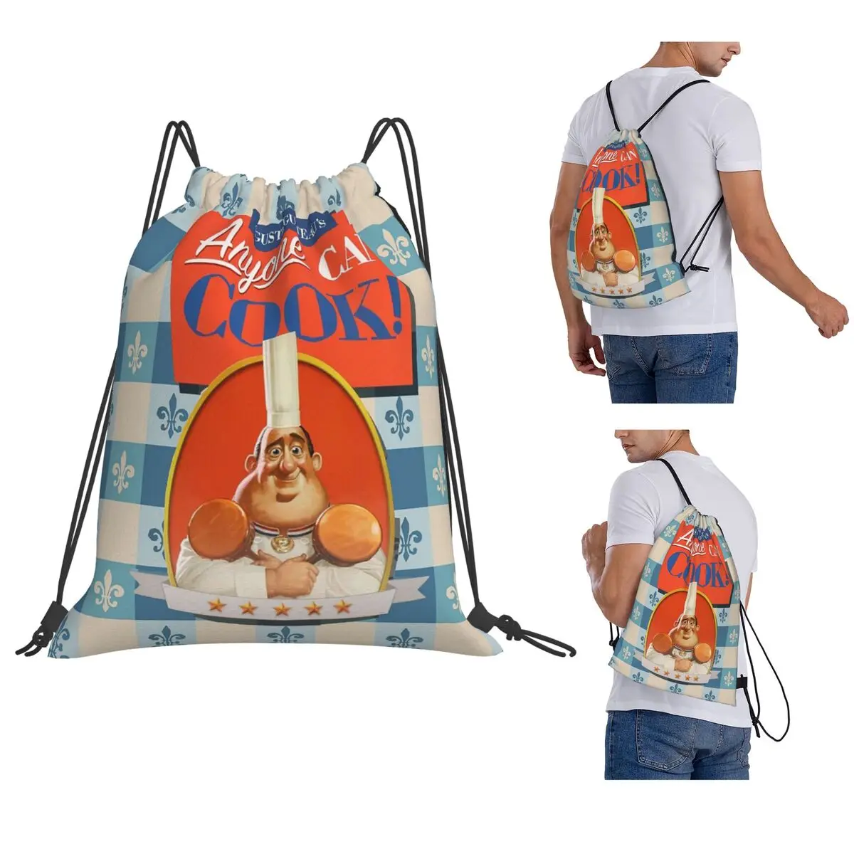 

Anyone Can Cook Book Backpacks Multi-function Portable Drawstring Bags Shoes Bag Book Bags For Man Woman School