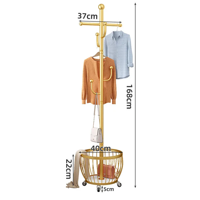 Freestanding Cactus Coat Rack Floor-standing Clothes Rack With Basket For Daily Household Entryway Bedroom Living Room Supplies