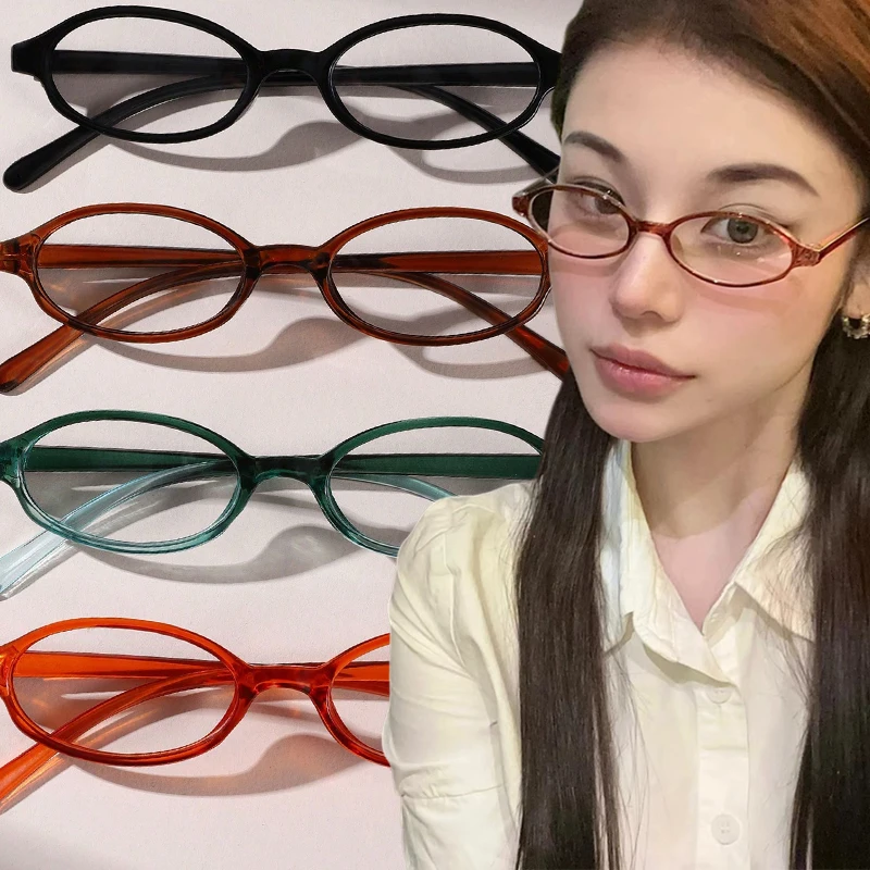 2024 Retro Mini Square Oval Frame Glasses Spicy Girls Anti-blue Light Eyeglasses Harajuku Read Spectacle Eyewears Women Goggles