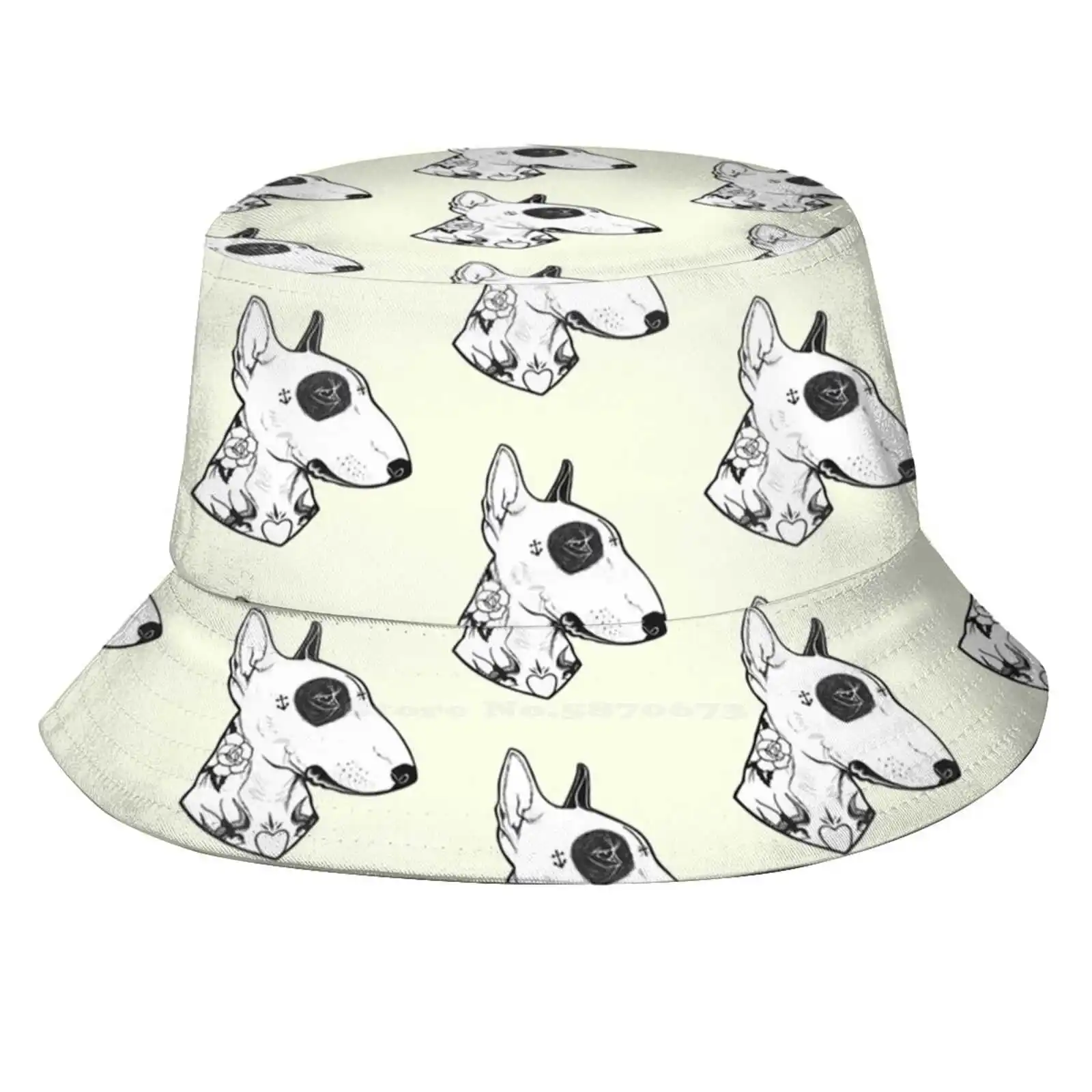 Tattooed Bullterrier Women Men Fisherman Hats Bucket Caps Animal Bully Breed Tattoos Canine Bull Terrier Sailor Jerry Target