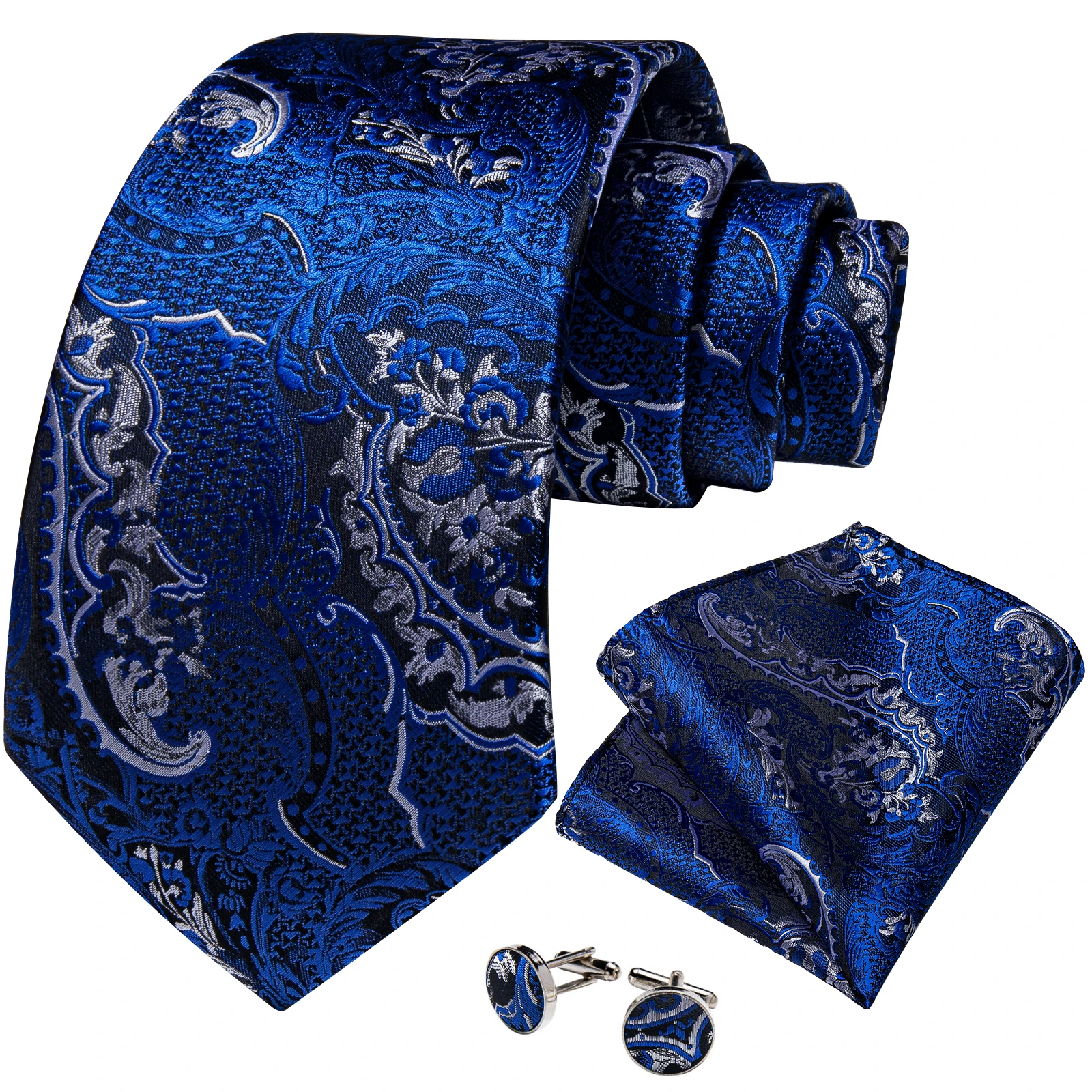 160 cm Langes Herren-Krawatten-Set mit Einstecktuch und Manschettenknöpfen, Hochzeits- und Party-Accessoires, Krawatten, Geschenk für Männer, Großhandel – Detail 9