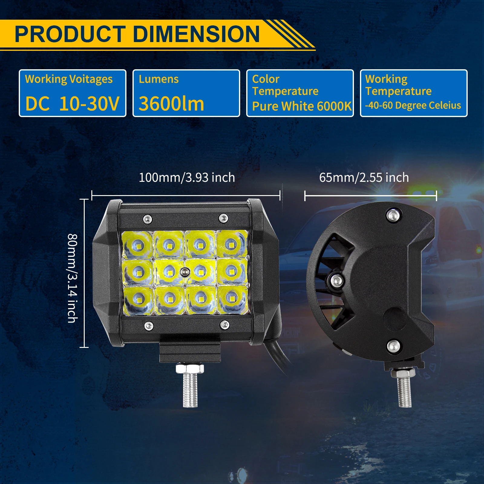 7D 22-52 Zoll 270W-675W Offroad LED-Lichtleiste mit 2x36W Arbeitsleuchten-Kabelset 12V 24V LED-Leiste für Auto Jeep LKW 4x4 ATV Boot – Detail 11
