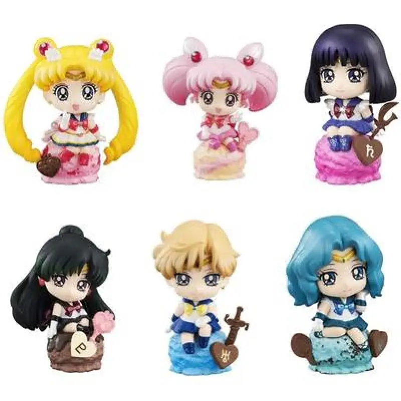 Anime Sailor Moon Figure Gasha Ice Cream Party Tsukino Usagi Chibiusa Hino Rei Toys Kawaii Pvc Model Doll Ornaments Gifts