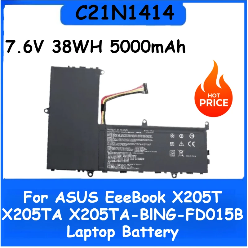 

7.6V 38WH 5000mAh Laptop Battery C21N1414 for ASUS EeeBook X205T X205TA X205TA-BING-FD015B Replacement Battery New High Quality