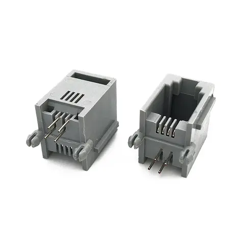 Connecteur modulaire Jack réseau PCB avec port vertical d'oreille, connecteur femelle 5521, adapté à l'interface téléphonique, RJ9, RJ10, RJ22, 4P4C, 50 pièces