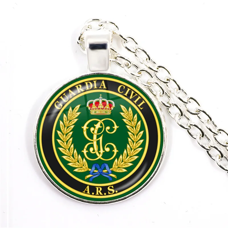 Fashion España Guardia Civil Glass Cabochon Pendant Necklace Classic Men Women Choker Jewelry Gift