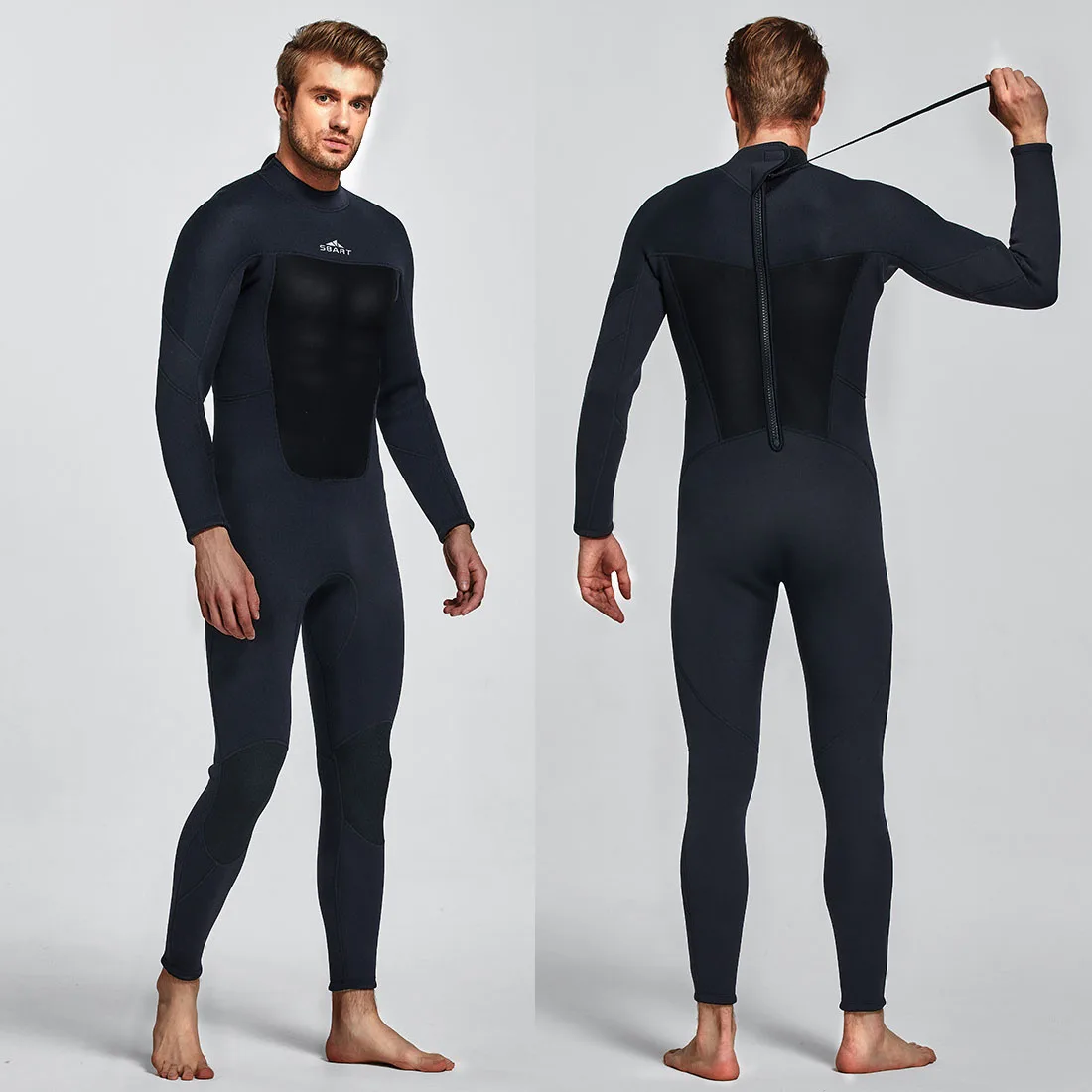 3mm Neoprene Wet Suit Full Body Long Sleeve Back Zip Diving Suit Thermal Suit for Water Sports Kayakboarding Surfing Snorkeling