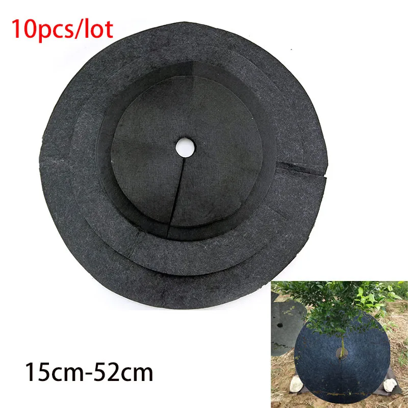 

10PCS Tree Protection Weed Mats Plant Cover Ecological Control Cloth Mulch Ring Round Weed Barrier No Woven for Gardens Tools