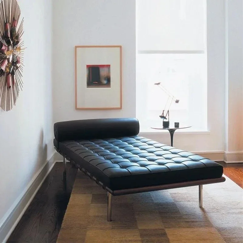 Living Room Bed Barcelona Sofa Bed Recliner Modern Leather Simple Office Hotel Designer Divan Dermis Bench Beach chair