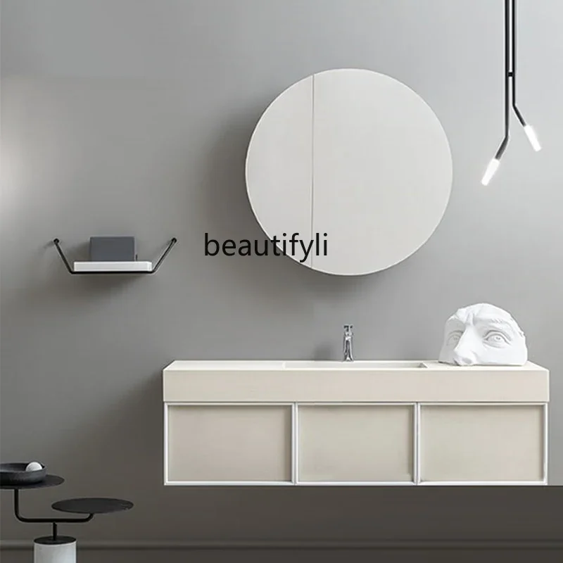 LXCream wabi air bathroom cabinet micro cement basin hand washing cabinet minimalist wind integrated basinSSS