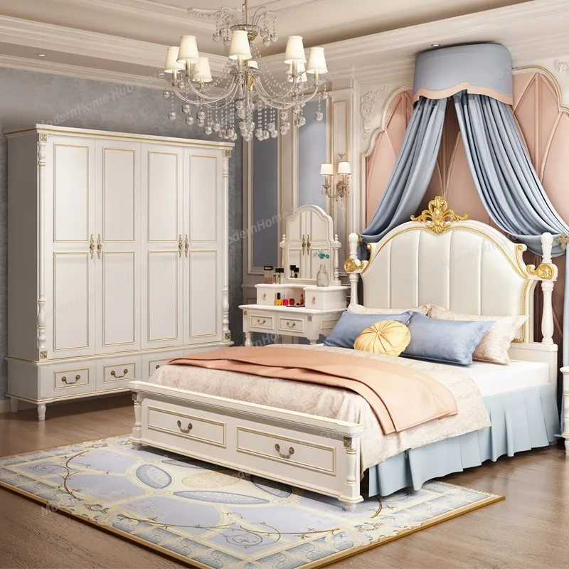 American Luxury Bedroom Sets Double European Wood Solid Bedroom Sets High Box Camas Moderrnas Inteligentes Home Furniture - view 2