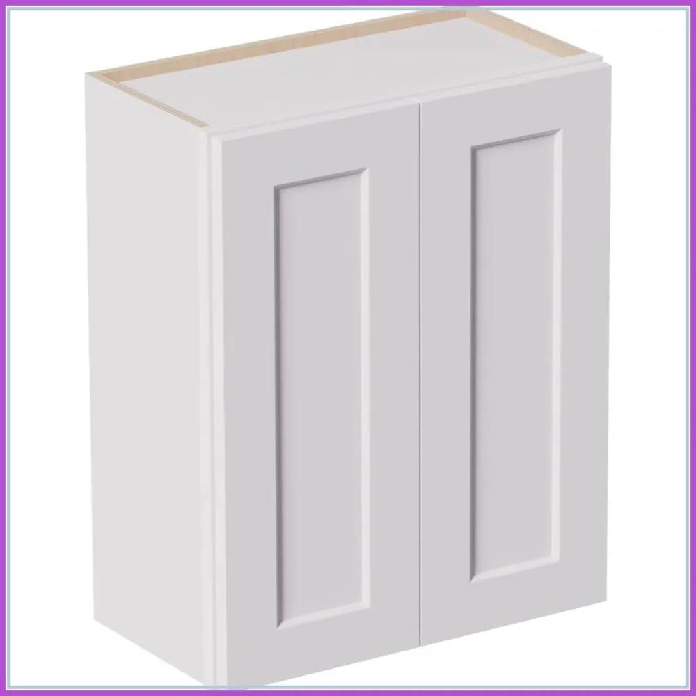 

24"W x 12"D x 30"H Solid Wood Wall Cabinet with 2 Shaker Doors, White, RTA for Bathroom Kitchen Laundry