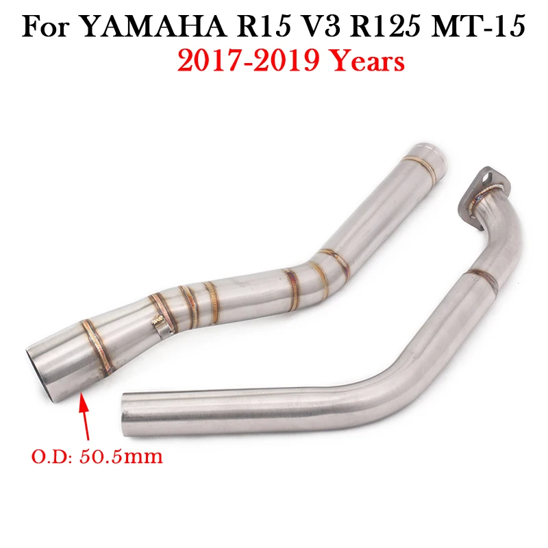 Slip-On For YAMAHA YZF-R15 YZF R15 V3 R125 MT15 MT-15 2017 - 2021 Motorcycle Exhaust Escape Moto Muffler Front Middle Link Pipe