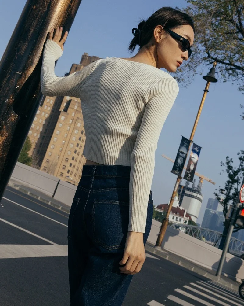 Cárdigan de punto con cuello cuadrado Retro americano, ropa interior ajustada con botones de perlas, informal, largo, Sve Spring Faion