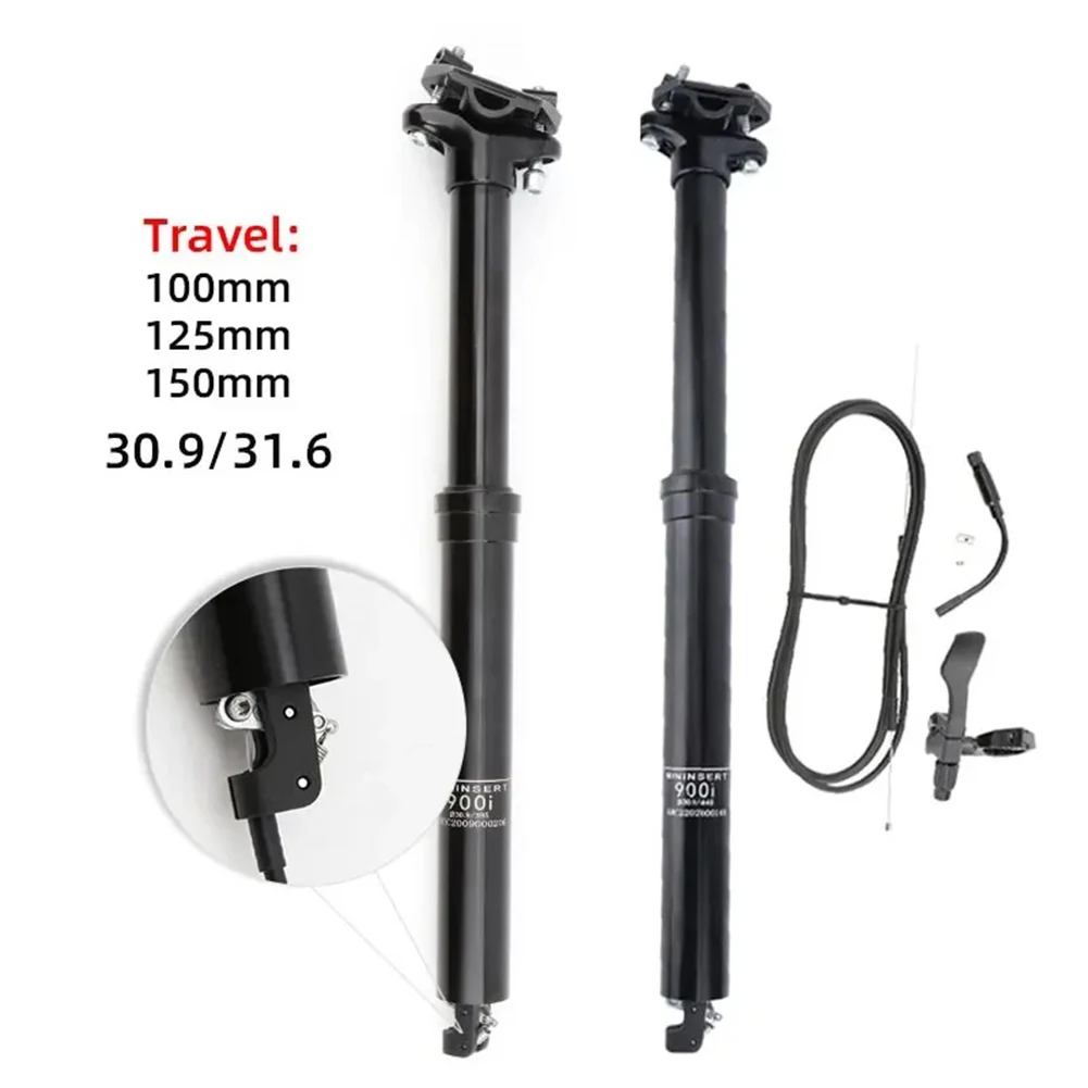 

30.9/ 31.6mm Remote Control Dropper Post With Lever Kit And Cable In Housing, 100mm/125mm/150mm Travel Dropper Seatpost