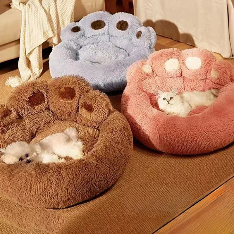 Comfy Pet Cat Dog Bed Soft Paw Shape Warm Cat Dog Bed Cushion Fluffy Dog Bed Cat Mat Deep Sleeping Warm Thickened Pet Supplies