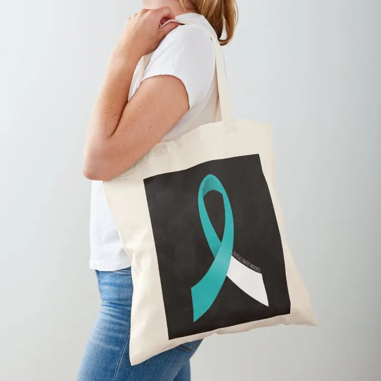 

Cervical Cancer Awareness Ribbon Tote Bag shoping bag Beach bag canvas tote eco pack