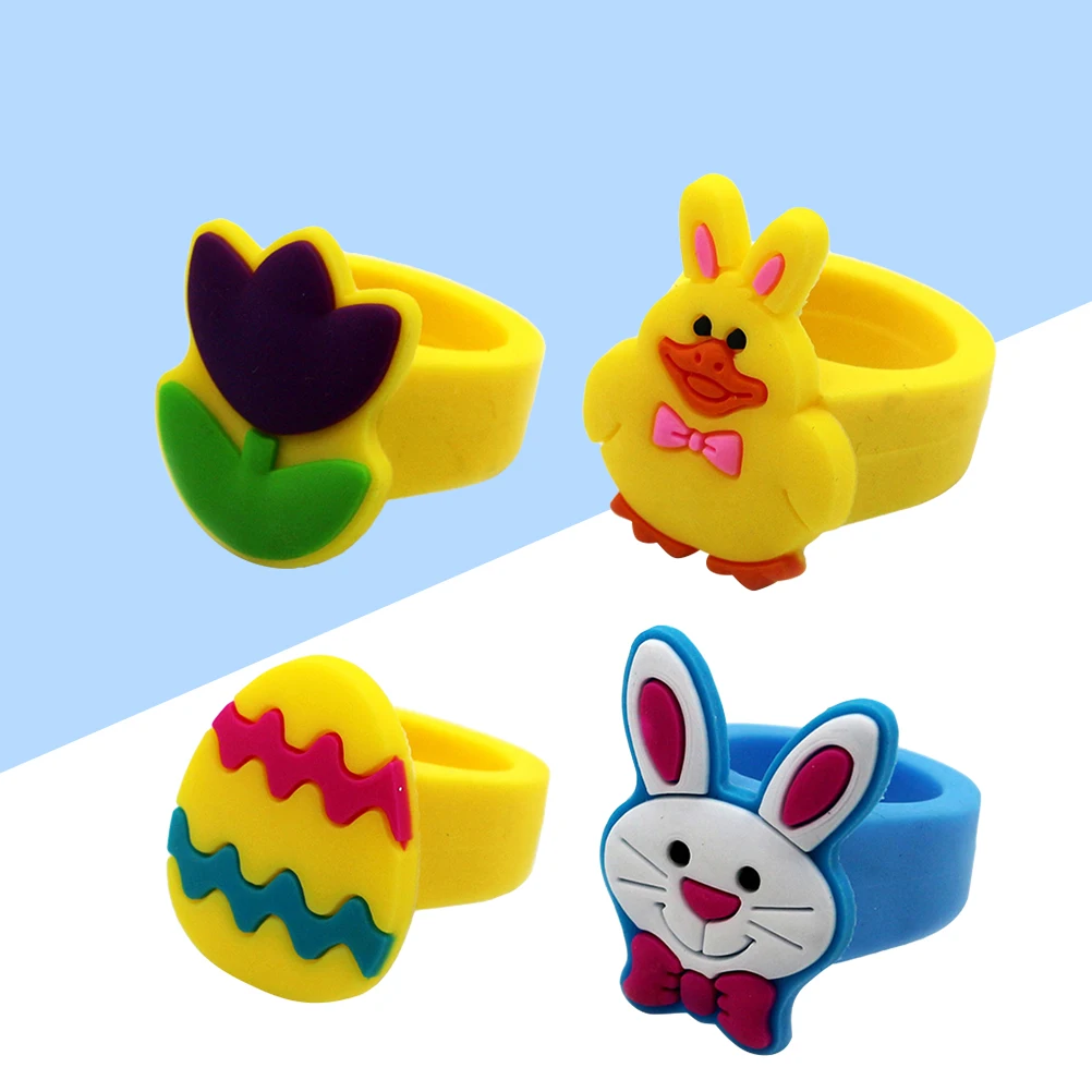 

10 Pcs Rings PVC Jewellery for Girls Cartoon Kids Giveaway Plastic Play Toy Jewelry Little Child