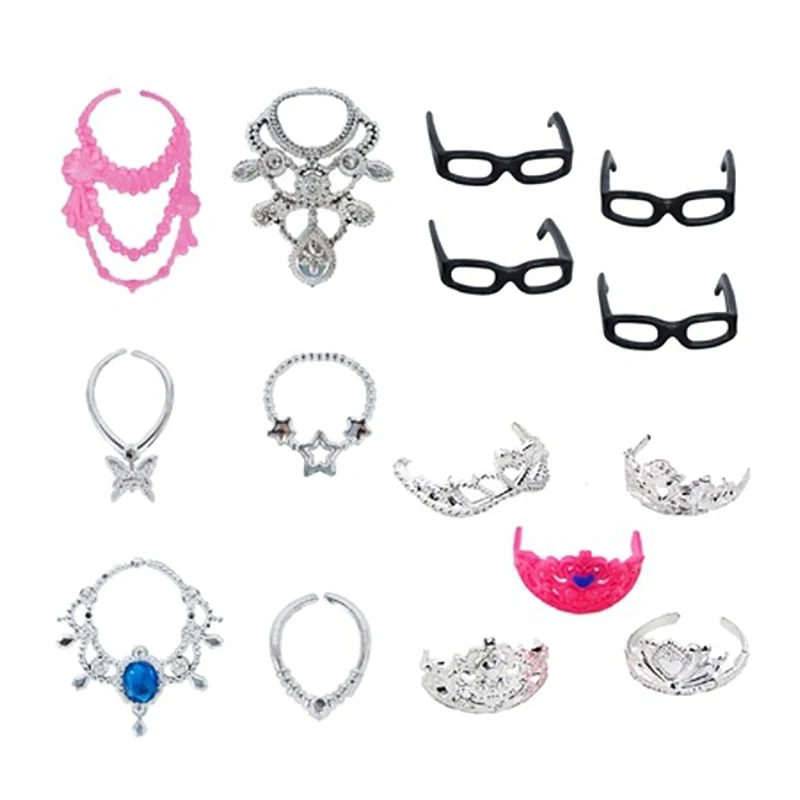 20PCS 1:6 Doll Fashion Jewelry Set-Crown,Earrings&Bracelets ,Luxury Miniature Accessories for Doll Display&Photo Props