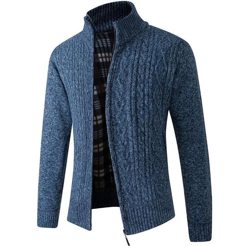 

Men's Cardigan Sweaters 2023 Autumn Winter Warm Cashmere Wool Zipper Stand-up Collar Casual Knitwear Sweater Coat Male Clothe