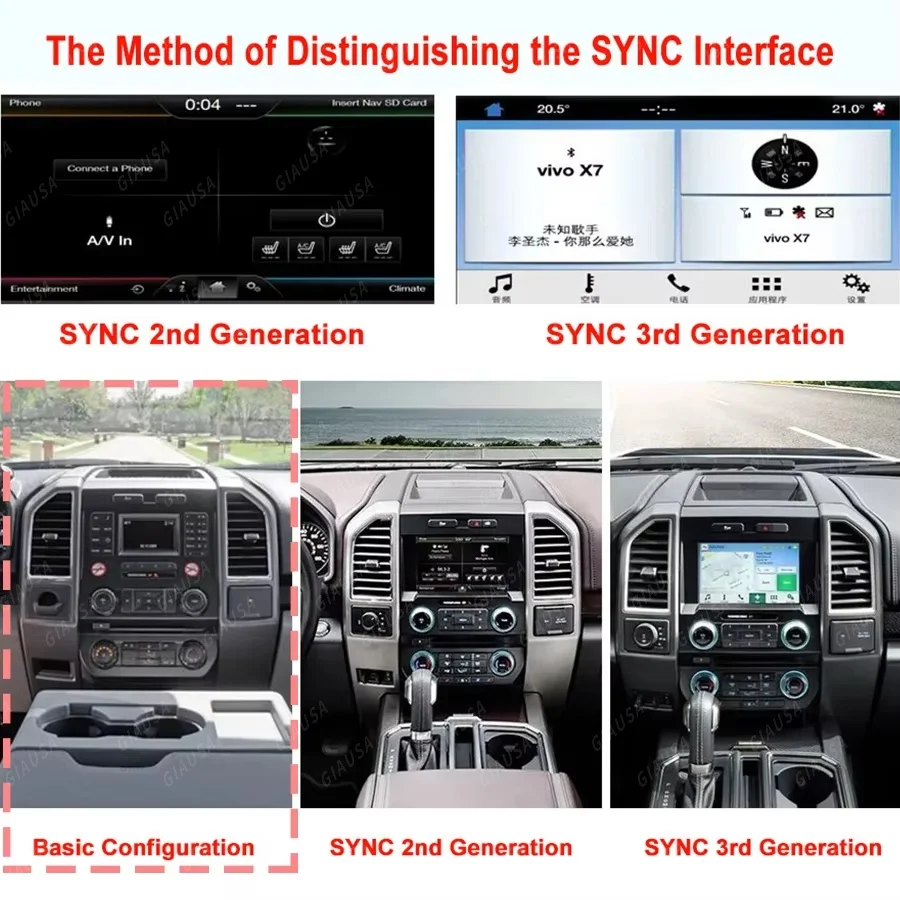 Car Radio Car Multimedia Video Player GPS Carplay Navigation Android 13 For Ford F150 F-150 F250 2015 2016 -2021 SYNC 2 SYNC 3