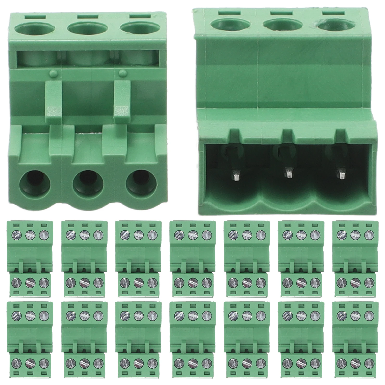 

20pcs Plug-in Terminal Blocks 5.08mm Pitch Male Female Connectors Electrical Wiring PCB Strip Grounding Bar Distribution