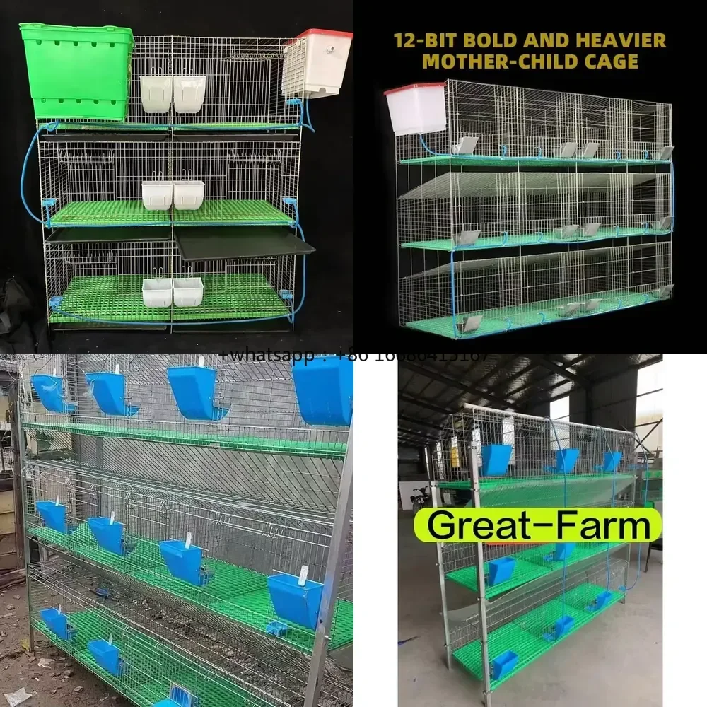 

New Great-farm Galvanized H Type 3-Tier Rabbit Cages Automatic Manure Tray Durable Construction Commercial Use 12 Rabbits 3