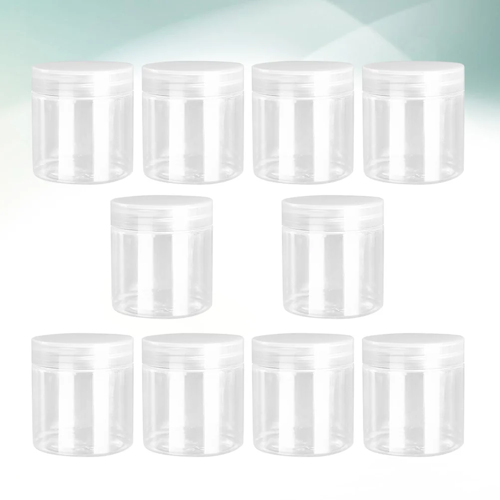 10 garrafas plásticas transparentes dos pces 50ml latas da forma redonda frascos vazios do recipiente à prova de vazamento para o uso diário