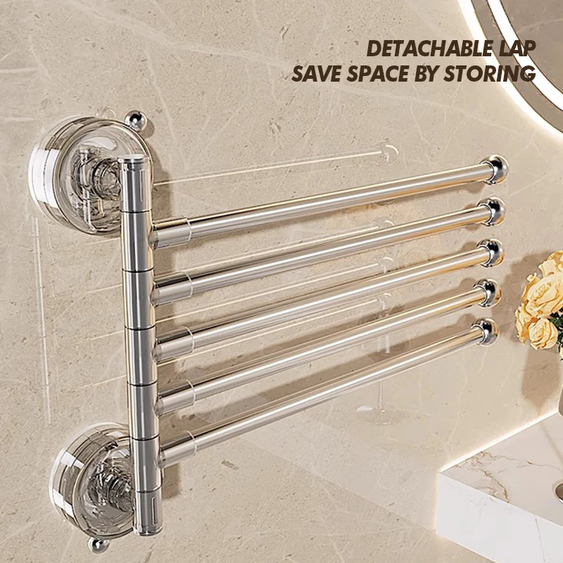 Bathroom Towel Pole Suction Cup Non Perforated Wall Mounted Towel Rack Multi Pole Storage Rack Bathroom Storage Supplies