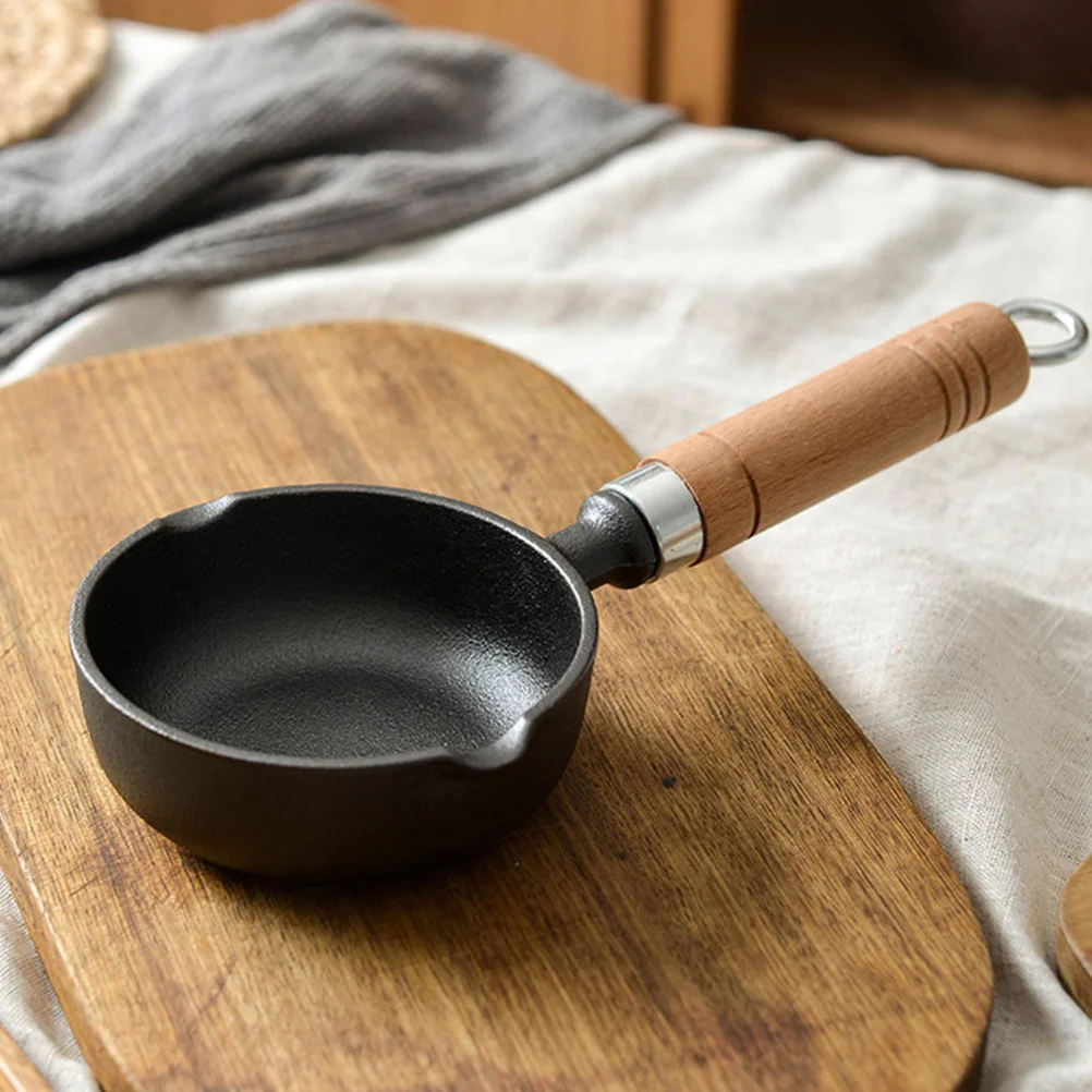 

2Pcs Mini Cast Iron Skillet 13Cm Even Heating Small Frying Pan for Cooking Eggs Melting Chocolate Cheese Oil Milk Warming
