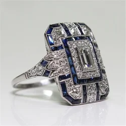 New Ladies Ring Luxury Large Square Jewelry Wedding Artificial Zircon Simple Atmosphere Luxury Party