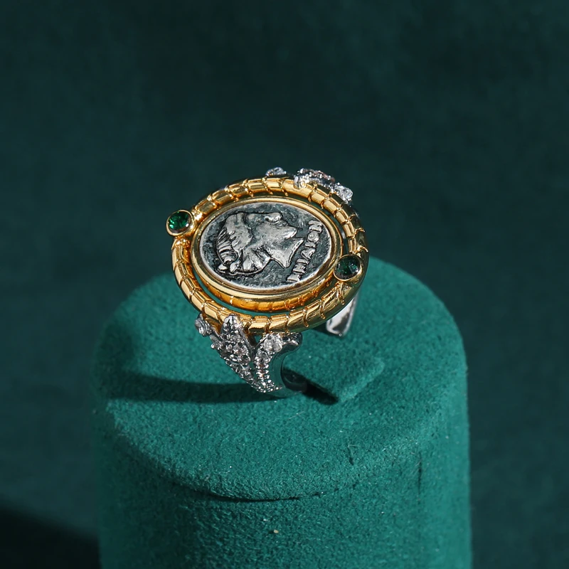 Vintage Gold Color Oval Relief Beauty Head Shape Rings French Craftsmanship Gold Color New in 2024 Retro Woman Antique Jewelry