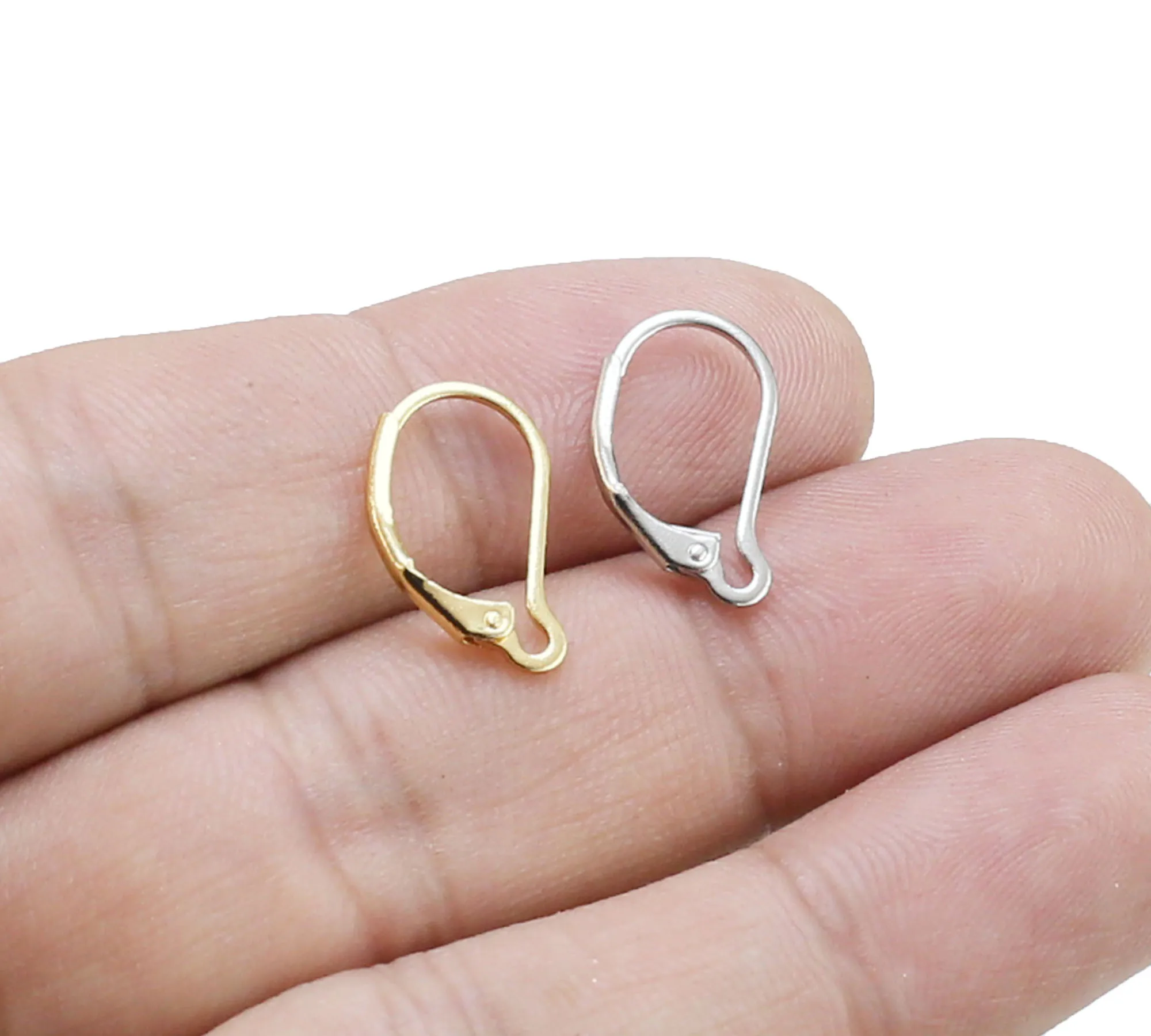 20pcs French Earring Hooks, Leverback Earrings, Brass Ear Wire, Earrings making, Jewelry Supplies, Real Gold Plated - GH210