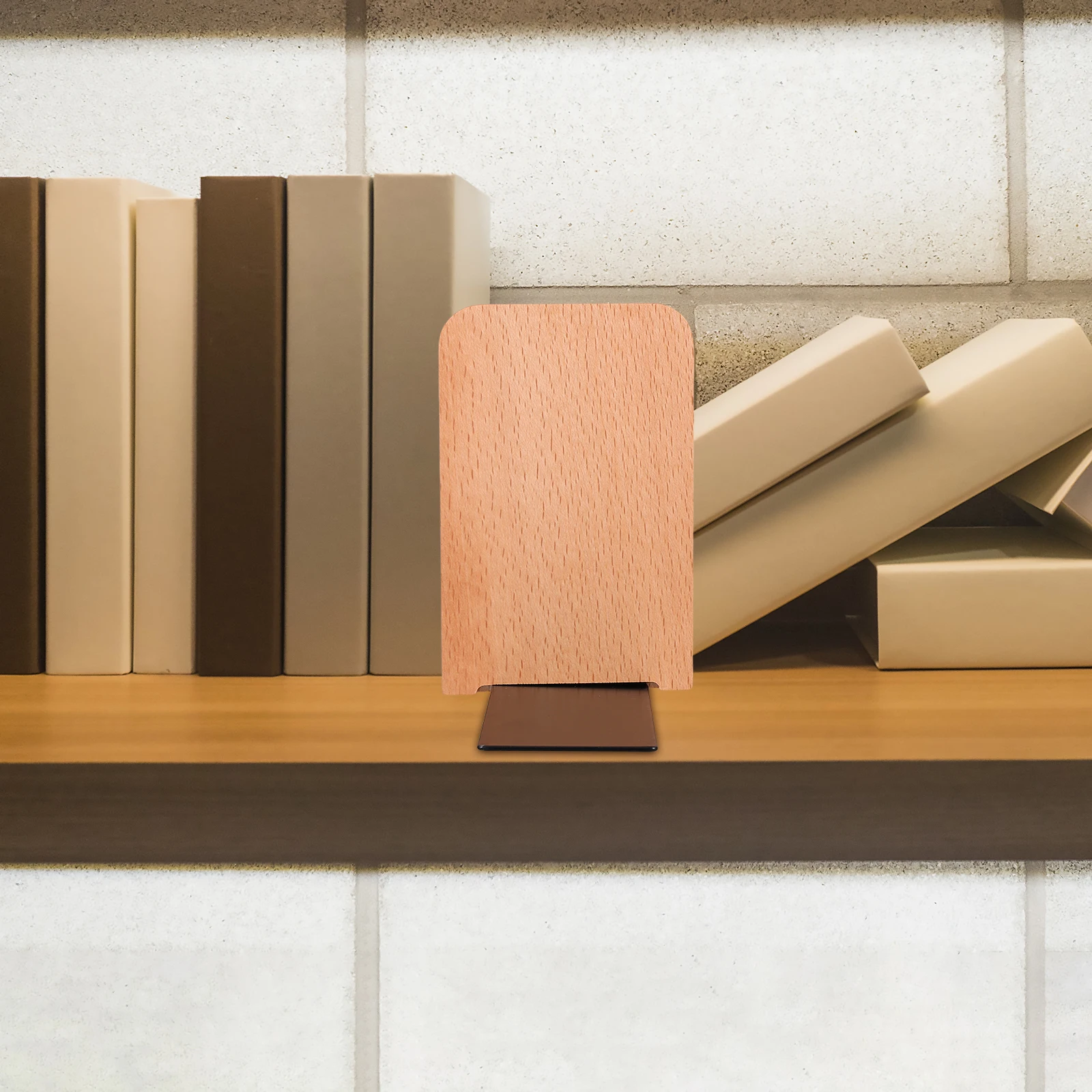 

Wooden Book s Desk ganizer Beech Wood Metal Base L Shape Bookends Office Decor Book Shelf Holder Classroom Rack Student