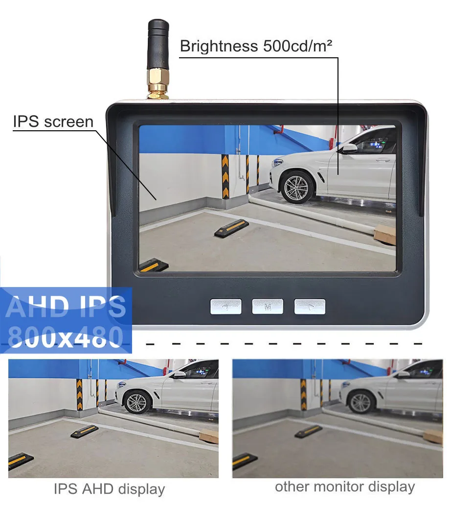 DIYKIT 4.3inch AHD IPS Car Monitor 1280x720 Rear View Reverse Car Camera Driving Kit Stable Digital Signal Auto Parking